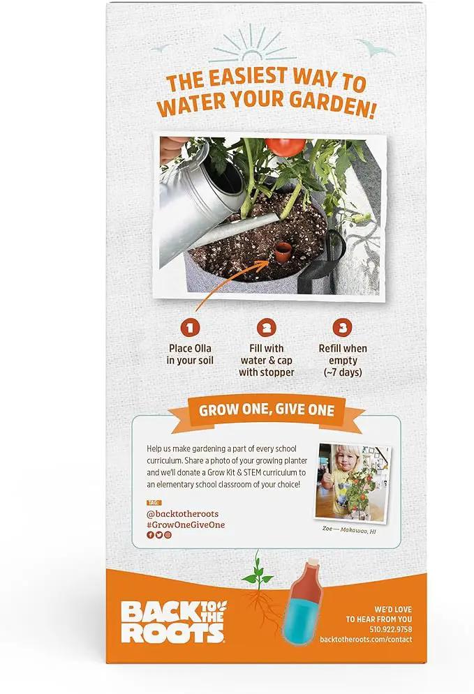 Back to the Roots Self-Watering Terracotta Olla Pot (Pack of 3), 700mL Provides 1 Week of Precision Watering by GreenHaven Gardens