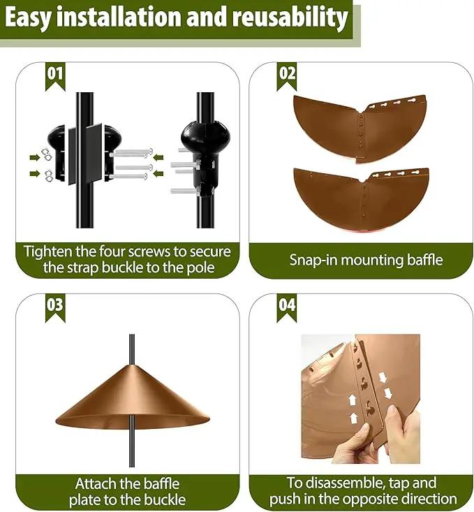 Squirrel Baffle for Bird Feeder Pole, 19-Inch Outdoor Bird Feeder Guard, Squirrel-Proof Birdhouse Baffles, Shepherd's Hook for Outside(Brown) by GreenHaven Gardens