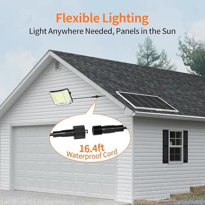 intelamp Solar Flood Lights Outdoor Waterproof, 20000mAh 4000LM Linkable Dual Motion Sensor Security Floodlight Exterior with Remote 16.4 FT Cable, 2-12H Dusk to Dawn Spots Lighting Outside by GreenHaven Gardens