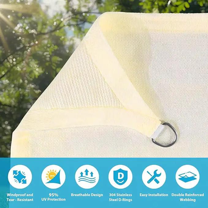 Amagenix Sun Shade Sail 19X19X19 Curved Edge Outdoor Shade Canopy Cream Breathable 95% UV Block Shade Cloth for Patio Garden Backyard (We Make Custom Size) by GreenHaven Gardens