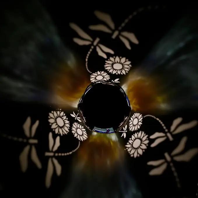 Solar Lanterns Outdoor Hanging Light - Sunflower Dragonfly Solar Powered LED Glass Lights Decorative Waterproof Tabletop Lamp with Hollowed-Out Design for Yard Table Patio Garden Pathway Holiday by GreenHaven Gardens