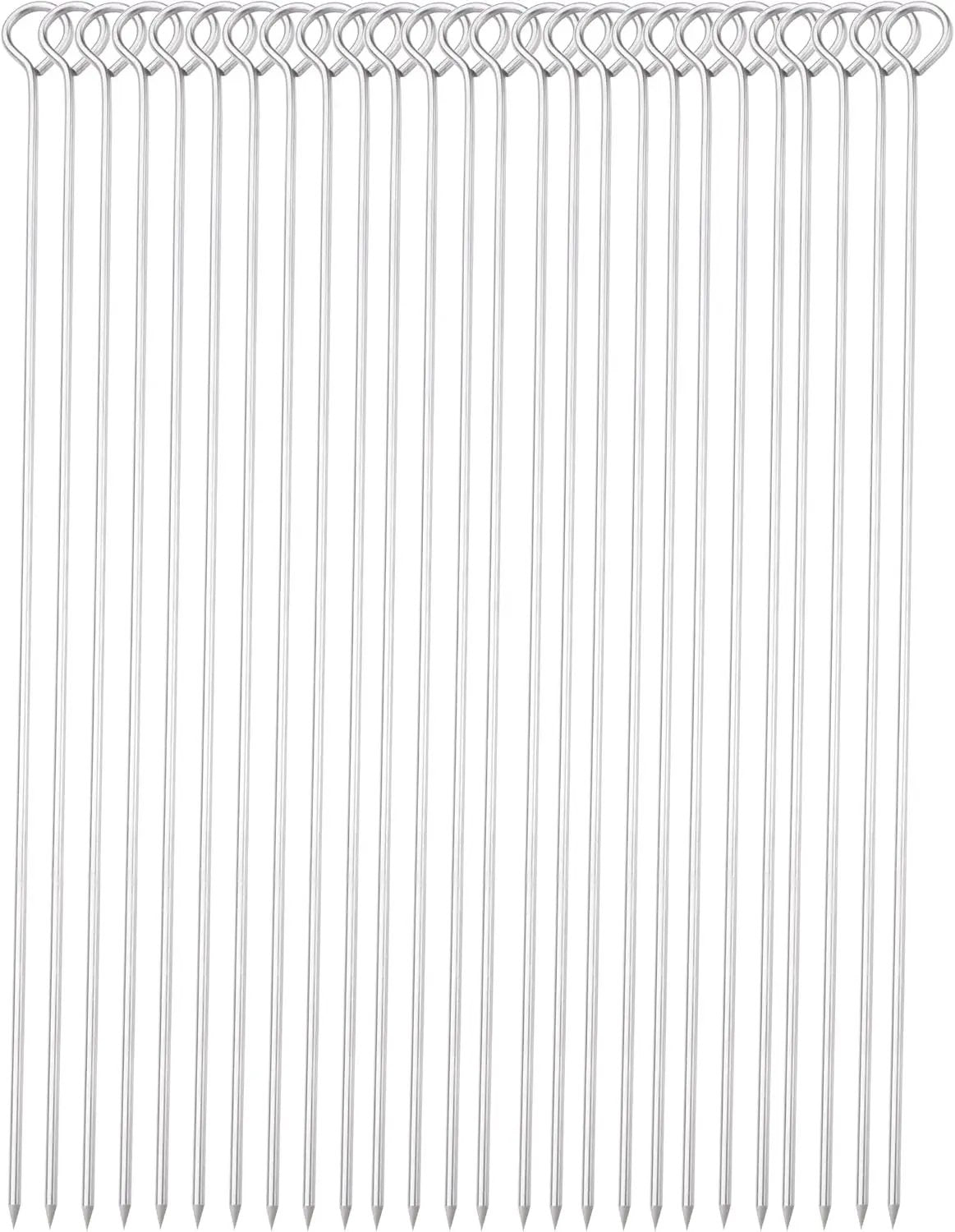 12 Inch Long Metal BBQ Kabob, Stainless Steel Skewers Shish Kebab Skewers 30 Pack (12Inch BBQ Skewers-30p) by GreenHaven Gardens