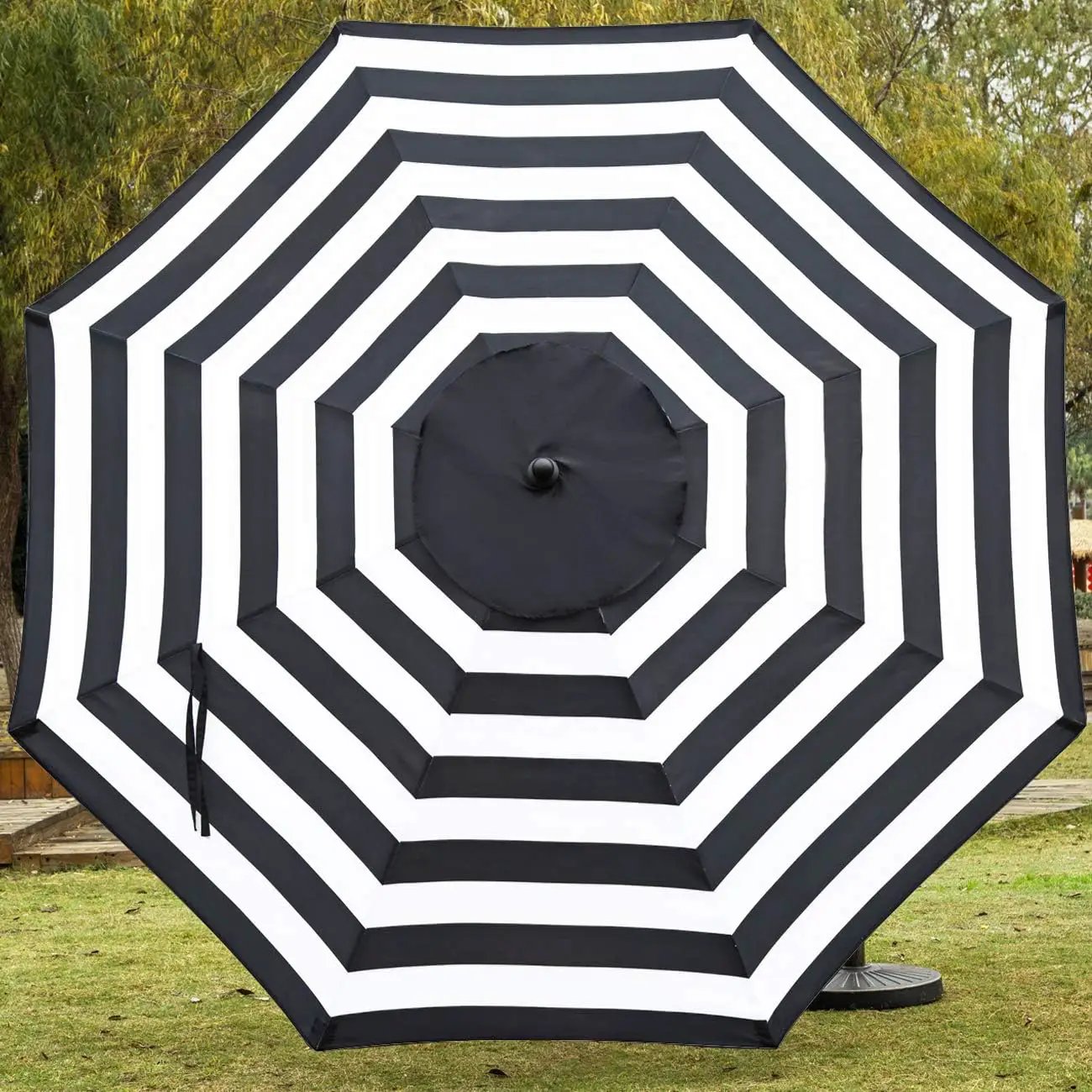 Sunnyglade 9' Patio Umbrella Outdoor Table Umbrella with 8 Sturdy Ribs (Black and White) by GreenHaven Gardens