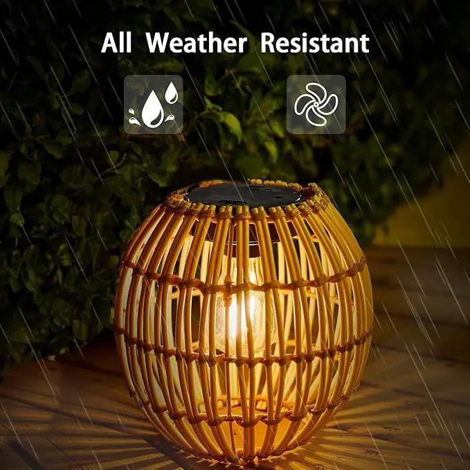 Hanging Solar Lantern Outdoor Waterproof, Large Solar Rattan Lantern Outdoor with Twine Handle, Bright Solar Outdoor Lights with Edison Bulb for Garden Patio Yard Decoration by GreenHaven Gardens