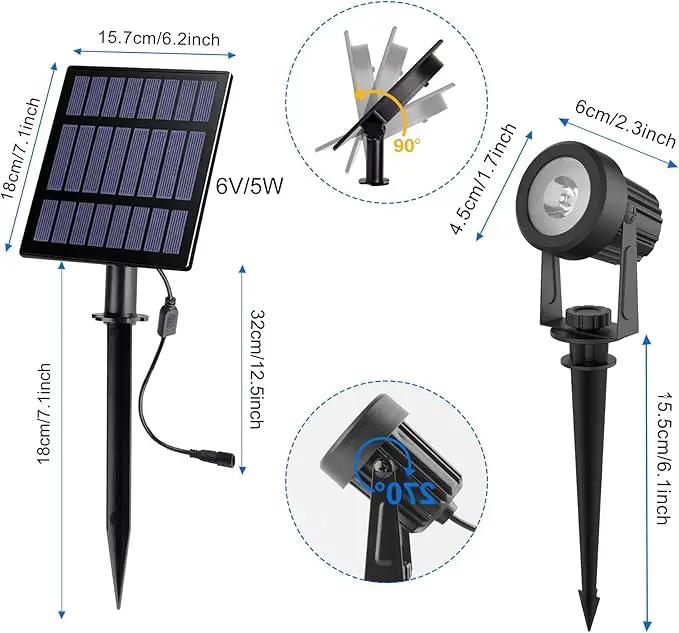 Solar Spot Lights Outdoor, Solar Landscape Spotlights IP65 Waterproof 9.8ft Cable, Dusk to Dawn Solar Uplights for Tree Garden Yard Driveway Porch Walkway Pool (6-in-1, 3000K Warm White) by GreenHaven Gardens