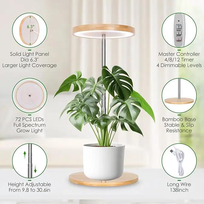 LORDEM Bamboo Grow Light, LED Plant Light for Indoor Plants Growing, Full Spectrum Bamboo Desk Growth Lamp with Automatic Timer for 4H/8H/12H, 4 Dimmable Levels, Height Adjustable, Pack of 2 by GreenHaven Gardens