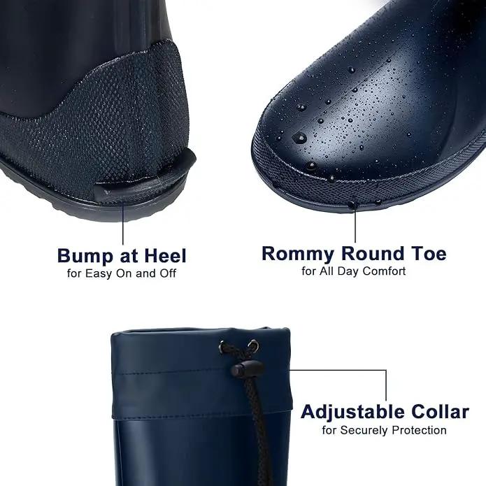 Asgard Packable Tall Rain Boots for Women Waterproof Rubber Garden Boots Ultra Lightweight Flat Mud Boots- NOT FOR WIDE CALF by GreenHaven Gardens