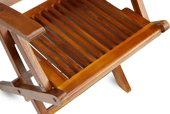 TeakCraft Teak Folding Arm Chair - 2 Piece Foldable Chairs Set - Fully Assembled - Solid Wooden Outdoor, Indoor- Wood Dining Room, Kitchen, Patio, Bistro Chairs, The Mille by GreenHaven Gardens