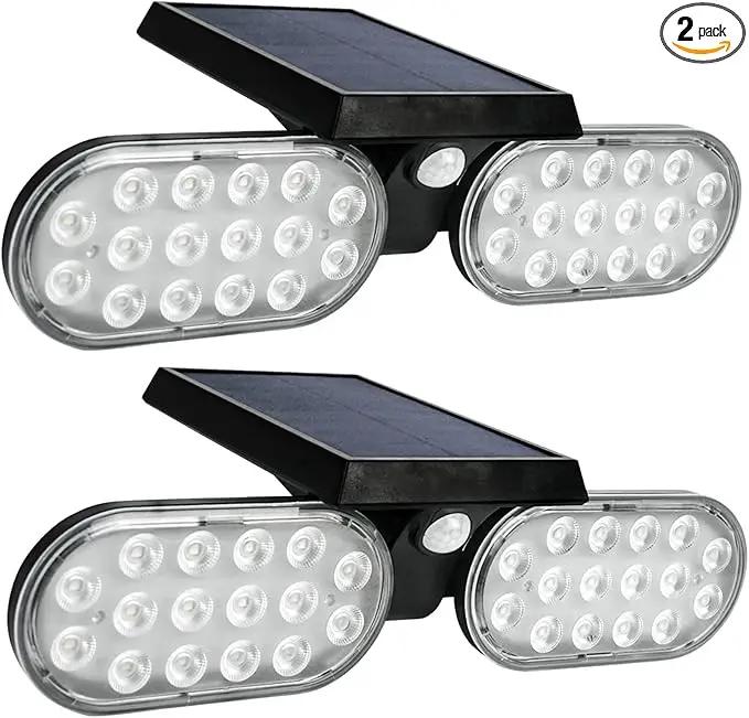Luwint 2 Packs Outdoor Solar Lights Landscape Wall Spotlights Adjustable Angle Auto Motion Lights Waterproof with Motion Sensor Security Wall Lights for Garden Yard Driveway Porch