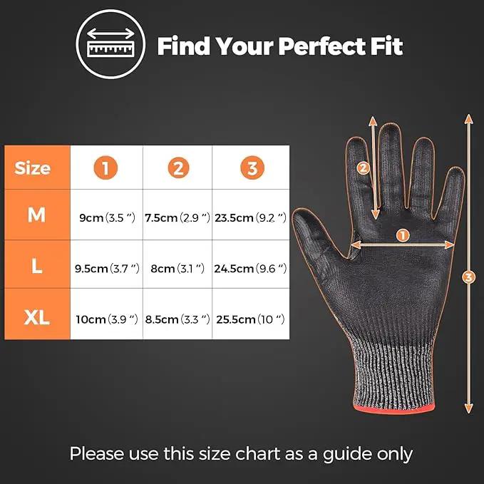 Donfri 3 Pairs A9 Cut Resistant Work Gloves for Men - Steel + HPPE Hybrid Safety Gloves for Men, ANSI Cut Level 9 Protection Flexible for Metal Glass Wood Construction Fishing by GreenHaven Gardens