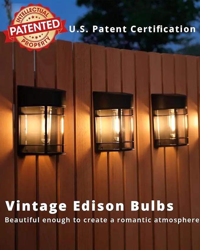 Solar Fence Lights, 8 Pack Deck Light Waterproof Solar Outdoor Lights for Garden Fence Post Backyard Decor, Brown by GreenHaven Gardens