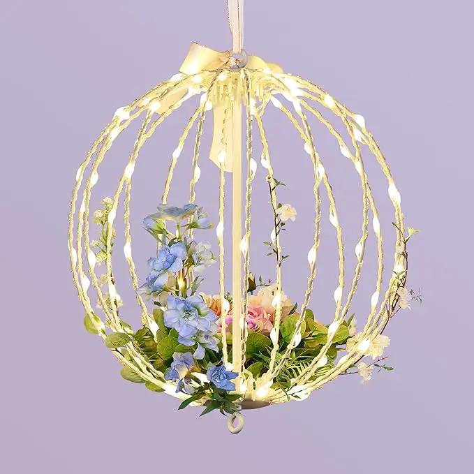 LIGHTSHARE 12IN 96LED Light Ball Yard Decoration Pathway Lights Sphere Light with Fold Flat Metal Frame Indoor Outdoor Waterproof Garden Lights, Plug in by GreenHaven Gardens