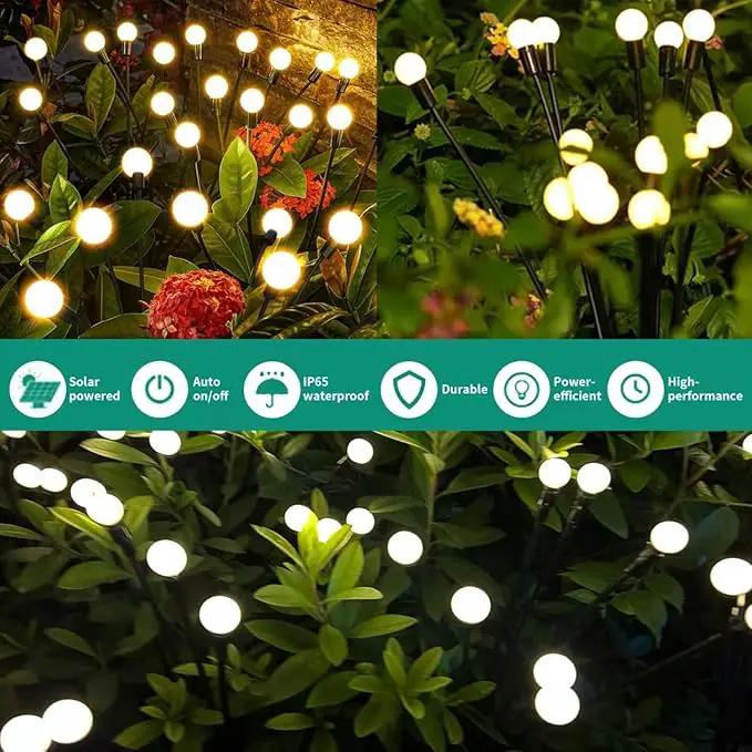 Solar Garden Lights, 8Pack 64LED Outdoor Firefly Lights Solar Decorations Lights Waterproof Firefly Lights Swaying in The Wind, Big Bulb Vibrant Firefly Lights for Yard Patio Pathway Decor Warm White by GreenHaven Gardens