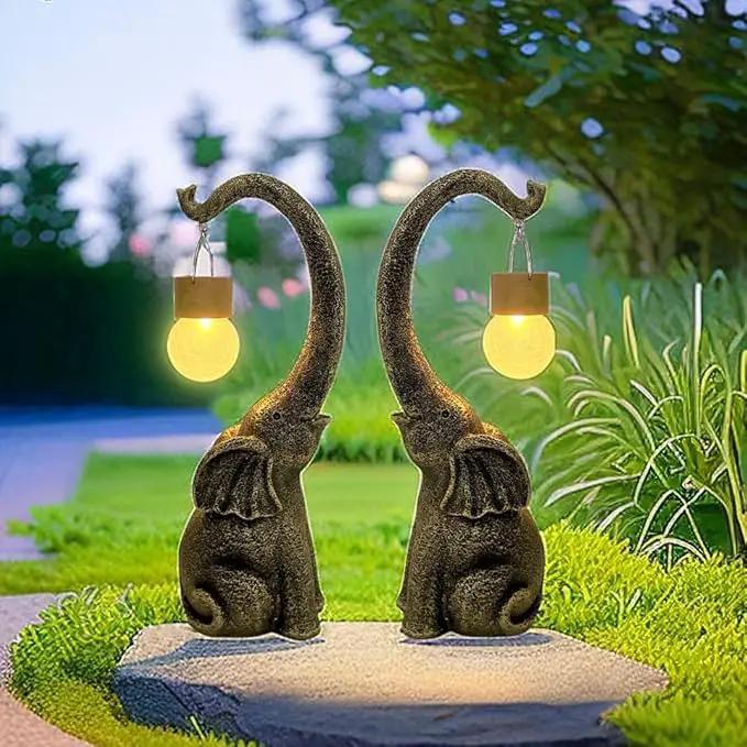 Elephant Statue Solar Garden Decor with Glass Ball Lights,Outdoor Elephant Decor for Birthday Gifts Women, Garden, Patio, Yard, Lawn by GreenHaven Gardens