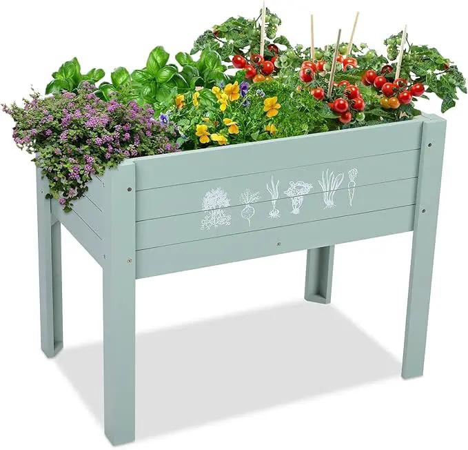 WONDER GARDEN Raised Garden Bed-Planters for Outdoor Plants - Wood Planter Boxes Outdoor for Kids with Legs and DIY Chalkboard for Vegetables Flower Herb by GreenHaven Gardens