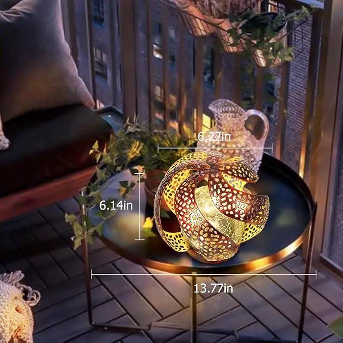 Solar Lights Outdoor - Ramadan Solar Lights for Outside Garden Decor, Hollow Solar Lights with Glass Globe, Solar Lantern Gardening Gifts for Women, Mom, Pathway, Balcony, Tabletop Decoration by GreenHaven Gardens