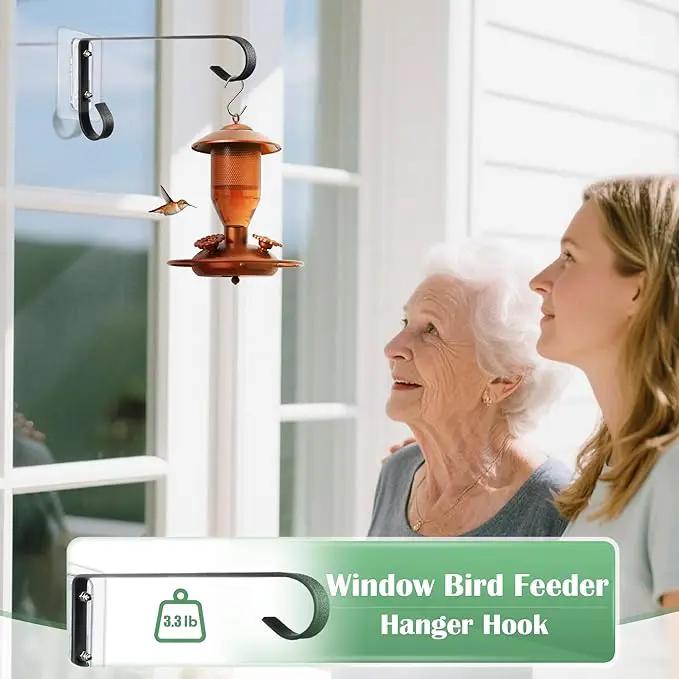 Bird Feeder Hanger Window Mount: Metal Hanging Bird Feeder 8Inch - Geometric Window Hummingbird Feeder - for Outside Decorative - 4pcs by GreenHaven Gardens