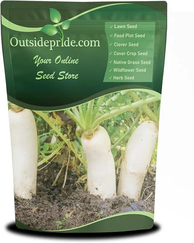Outsidepride Annual Daikon Radish Seeds - 10 lbs. Chinese, Japanese, & Oriental Radish Seeds for Soil Health, Erosion Control, & Soil Aeration - Ideal for Gardens, Cover Crops, Pastures, & Food Plots by GreenHaven Gardens