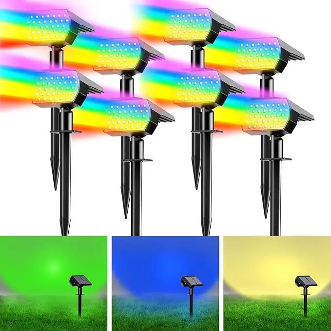 Solar Spot Lights Outdoor, [8 Pack/7 Colors/37 LED] 2-in-1 Solar Landscape Spotlights, IP65 Waterproof Auto On/Off Solar Powered Security Lights for Yard Garden Pathway Walkway by GreenHaven Gardens