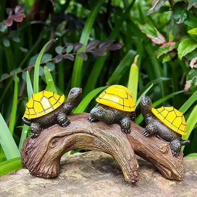 pearlstar Solar Outdoor Statues Turtle on Log Yard Decor Waterproof Figurine Light Garden Decorations Lawn Ornaments for Patio Backyard Gift for Mom Woman Grandma Lovers by GreenHaven Gardens