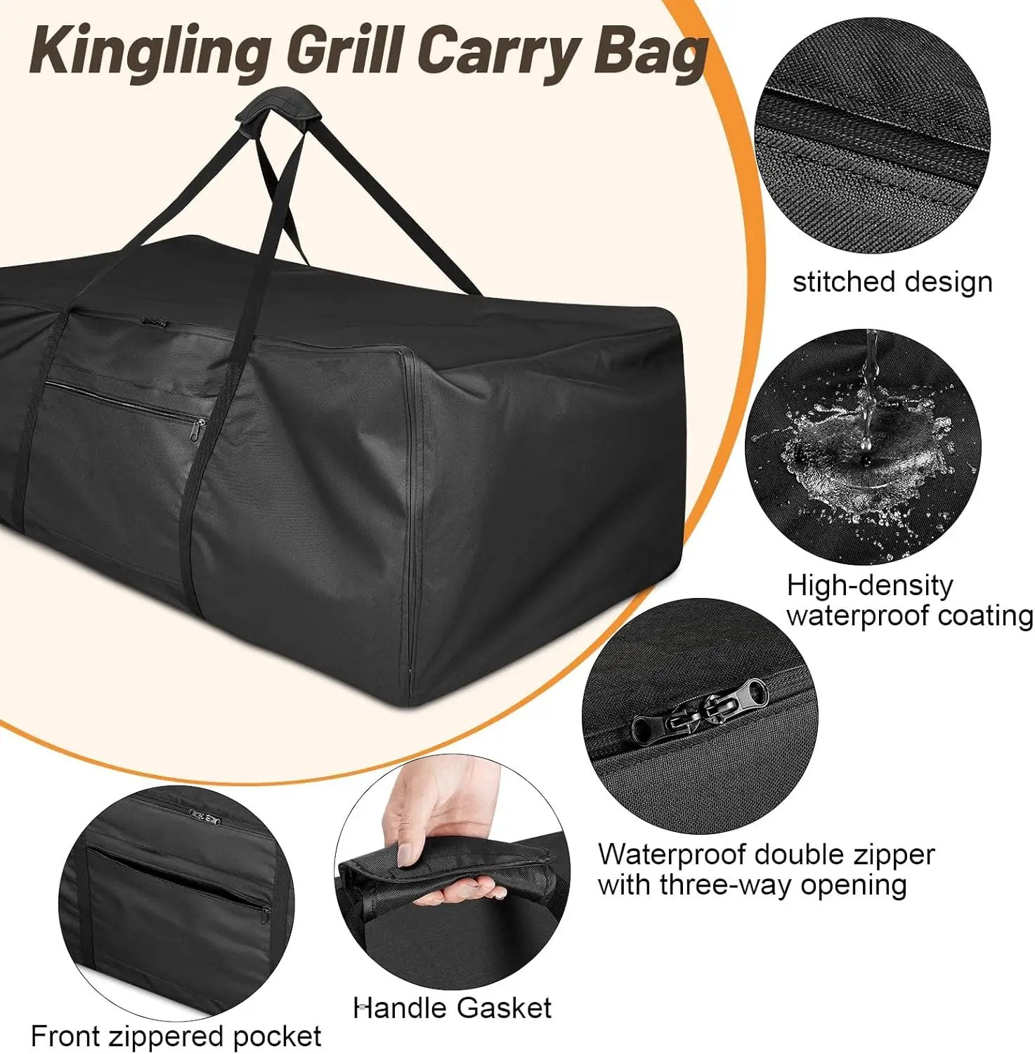 Kingling Universal Grill Carry Bag Fits for Blackstone 1860 Gas Grill & GD4002T Grill Heavy-Duty Carrying Storage Bag Grill Covers for Portable Propane Tabletop Grills BBQ Cover - 42"L x 25"W x 15"H by GreenHaven Gardens