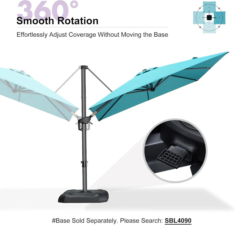 PURPLE LEAF 8 Feet Patio Umbrella Outdoor Cantilever Square Umbrella Aluminum Offset Umbrella with 360-degree Rotation for Garden Deck Pool Patio, Turquoise Blue by GreenHaven Gardens