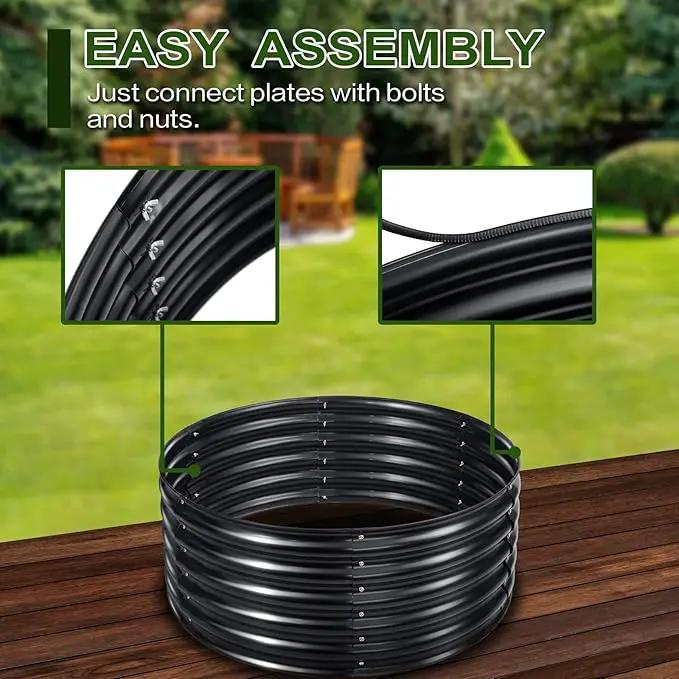 EDOSTORY 17" Tall, 42" Round Metal Raised Bed Garden Bed Kit, Galvanized Planter Raised Garden Boxes Outdoor, Large Metal Raised Garden Beds for Vegetables, Flowers, Herbs by GreenHaven Gardens