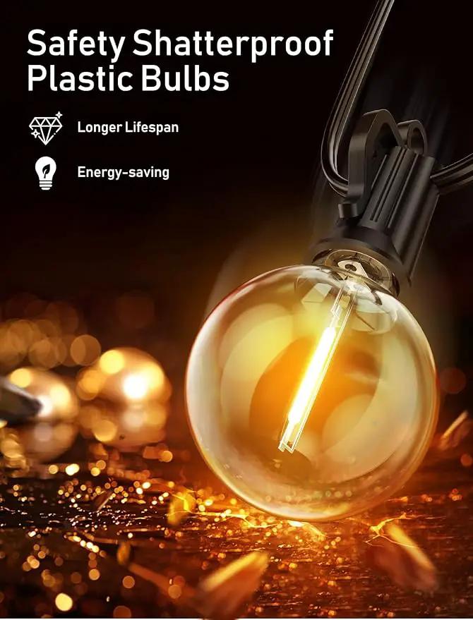 Outdoor String Lights with Remote - 58 Ft Globe Patio Lights, 4 Lighting Modes, 25 LED G40 Bulbs Waterproof Connectable Commercial Hanging Lights for Backyard Party by GreenHaven Gardens