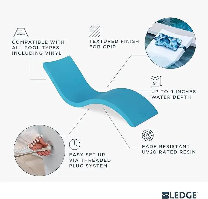Ledge Lounger - Signature Chaise - Inside Pool & Sun Shelf Lounge Chair - Designed for Shallow Shelves Up to 9” - Compatible with All Pool Types - Poolside & Sun Deck Tanning - Set of 2 - Sandstone by GreenHaven Gardens