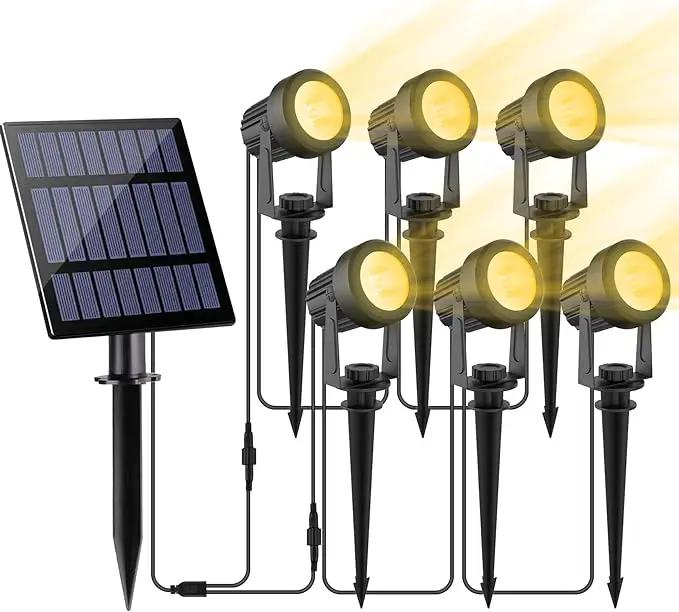 Solar Spot Lights Outdoor, Landscape Spotlights IP65 Waterproof 9.8ft Cable, Dusk to Dawn Solar Uplights for Tree Garden Yard Driveway Porch Walkway Pool (6-in-1, 3000K Warm White) by GreenHaven Gardens