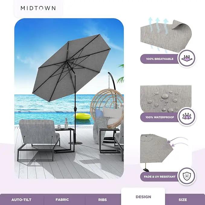 Midtown Umbrellas Sunbrella Umbrella 9 Feet Outdoor Umbrella With Cast