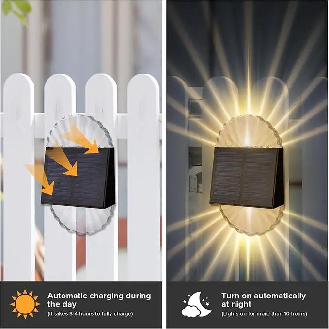 Solar Deck Post Outdoor Lights, 8 Pack Fence Solar Lights, Solar Fence Lights Outdoor Waterproof Led for Garden, Yard, Outdoor Patio Decor, Warm White, S-240 by GreenHaven Gardens