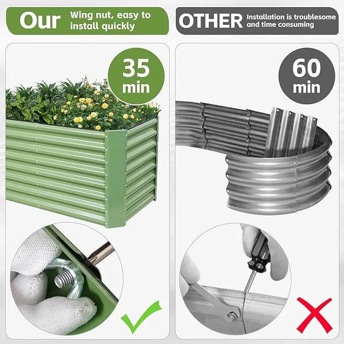 4x2x2ft (2 Pack) Raised Garden Bed - Galvanized Deep Root Planter Boxes Outdoor with Wing Nuts and Safety Edges for Gardening Vegetables, Flowers, Herbs, Succulents - Olive Green by GreenHaven Gardens