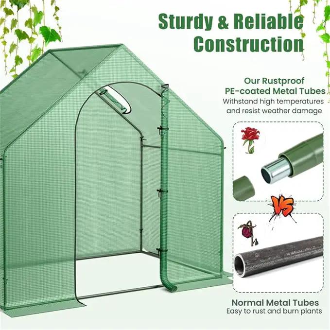 71x40x66 Walk-in Mini Greenhouse Kit for Outdoors with Durable Greenhouse Plastic Cover, 4-Tier Small Green Houses for Outside Gardening & Plant Protection, Portable Indoor Green House by GreenHaven Gardens