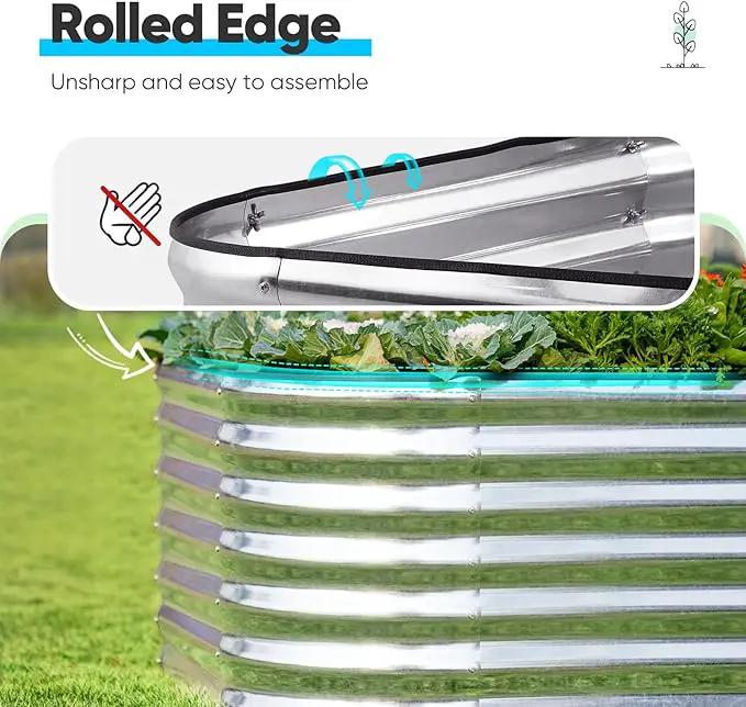 Quictent Raised Garden Bed Kit Oval Galvanized Metal Planter Box Tall for Vegetables Outdoor Backyard, Rubber Strip Edging Included, Silver 6x3x2 ft by GreenHaven Gardens