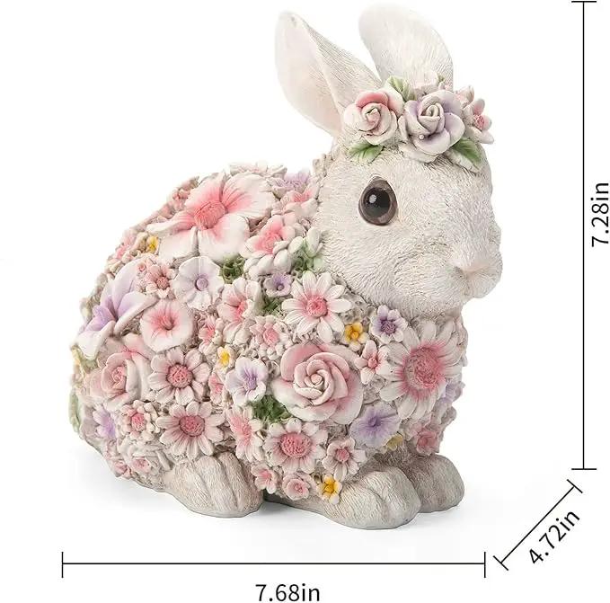 Rabbit Statue Outdoor Statues Bunny Figurines Garden Decor Resin Easter Decorations Bunnies Gifts Home House Kitchen Figurine Patio Lawn Yard Art Housewarming Funny Decoration (8inch) by GreenHaven Gardens