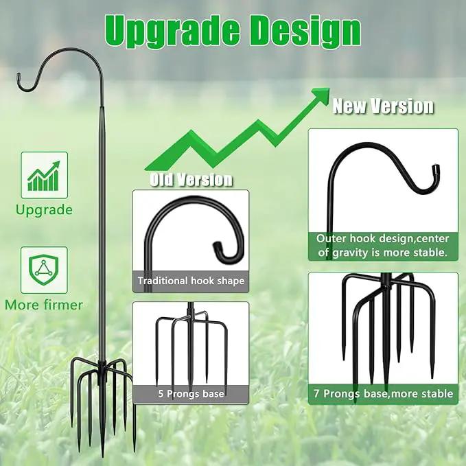 FEED GARDEN Shepards Hooks for Outdoor Bird Feeder Pole 92 Inch Adjustable Tall Heavy Duty Shepherds Hooks for Hanging Plant Baskets, Solar Lights, Wedding Decor, Lanterns, Black (2 Pack) by GreenHaven Gardens