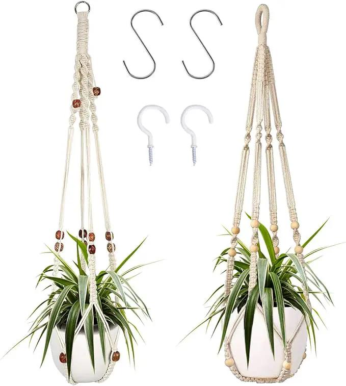 Augshy Macrame Plant Hanger, 2 Packs Plant Hangers, Hanging Planter for Indoor Plants Decorative Macrame Pot Hanger for Home Decor by GreenHaven Gardens