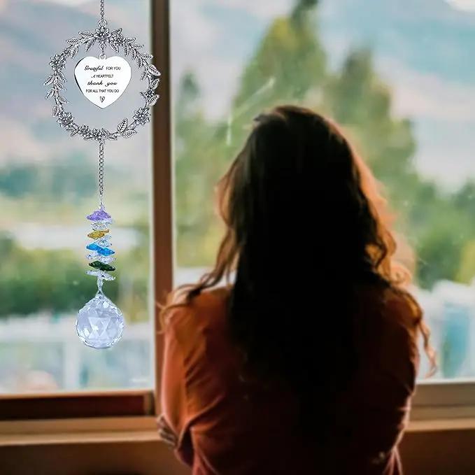 Thank You Sun Catcher Gifts with Engraved Message - Unique Appreciation Gift/Thank You Gift for Women, Friends, Coworkers, Teachers- Gratitude Gifts Hanging Crystal Suncatcher Ornament by GreenHaven Gardens