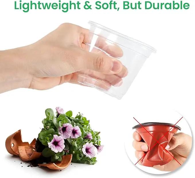 36 Packs 6.7/5/4/3.5 Inch Reinforced Clear Nursery Pots with Drainage Hole, Transparent Variety Pack Plastic Plant Pot Seedling Planter Seed Starter Flower by GreenHaven Gardens