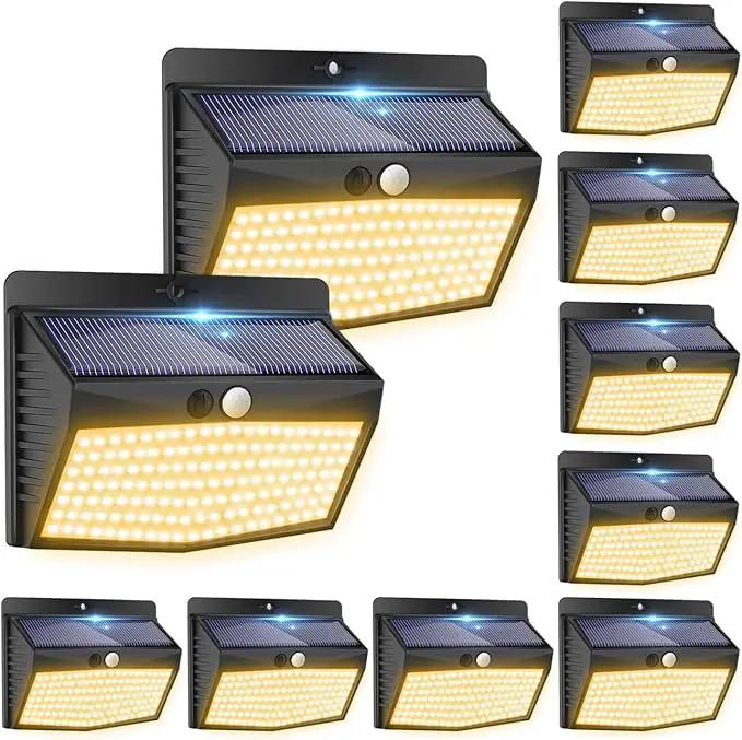 Solar Motion Sensor Outdoor Lights [138 LED/10 Packs] Solar Security Lights Outdoor with 3 Lighting Modes Solar Powered Lights Waterproof for Outside Wall Garden Fence Backyard Deck（Warm White by GreenHaven Gardens