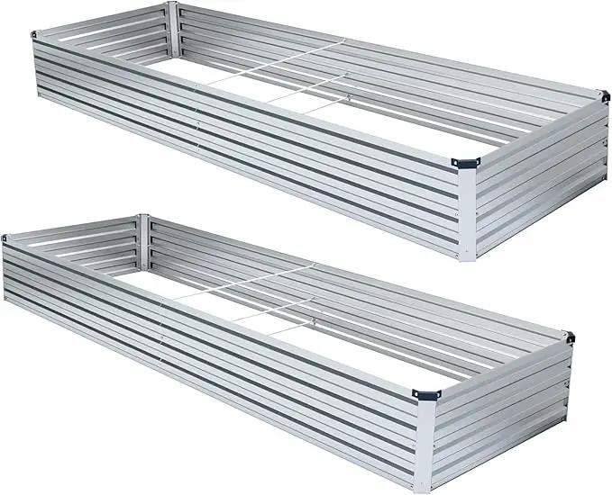 2 Pack 6x3x1FT Galvanized Raised Garden Beds Kit Outdoor Metal Gardening Planter Box for Vegetable Elevated Flower Herbs,Silver by GreenHaven Gardens