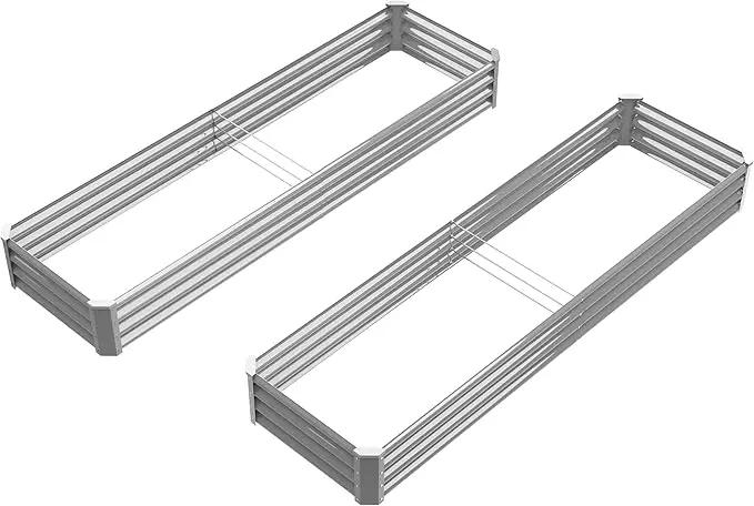 8X2X1FT-2P Galvanized Raised Garden Beds Outdoor // Planter Raised Beds for Gardening, Vegetables, Flowers, Large Metal Garden Box,Deep Plant Flower pots Outdoor. by GreenHaven Gardens