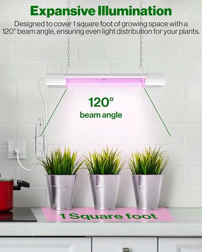 Sunco 1ft Grow Light LED, 10W, Full Spectrum, for Seed Starting, Seedling, Indoor Plants, Plug in Suspended Fixture, Link Up to 16, Inline Switch, ETL 2 Pack by GreenHaven Gardens