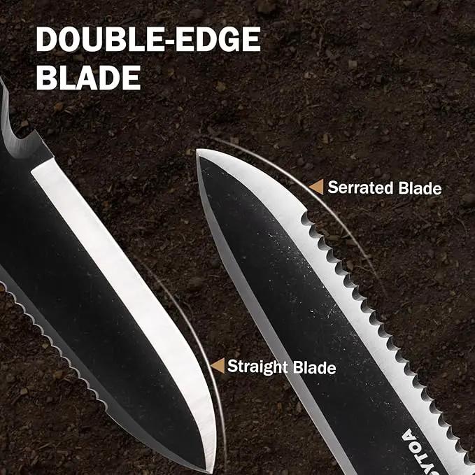 Hori Hori Garden Knife, Garden Tools with Sheath for Weeding,Planting,Digging, 7" Stainless Steel Blade with Cutting Edge, Full-Tang walnut Wood Handle with Hanging Hole by GreenHaven Gardens