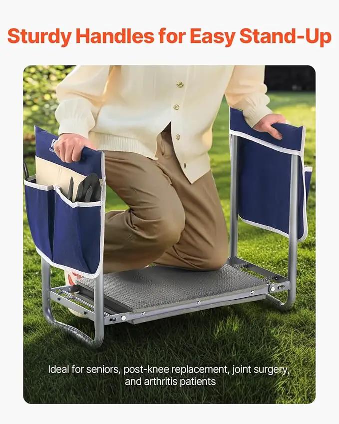 VEVOR Garden Kneeler and Seat Heavy Duty, Portable Garden Stool with 11'' EVA Kneeling Pad and 2 Tool Bags, Folding Garden Bench to Relieve Knee & Back Pain, Great Gifts for Seniors, Family Gardeners by GreenHaven Gardens