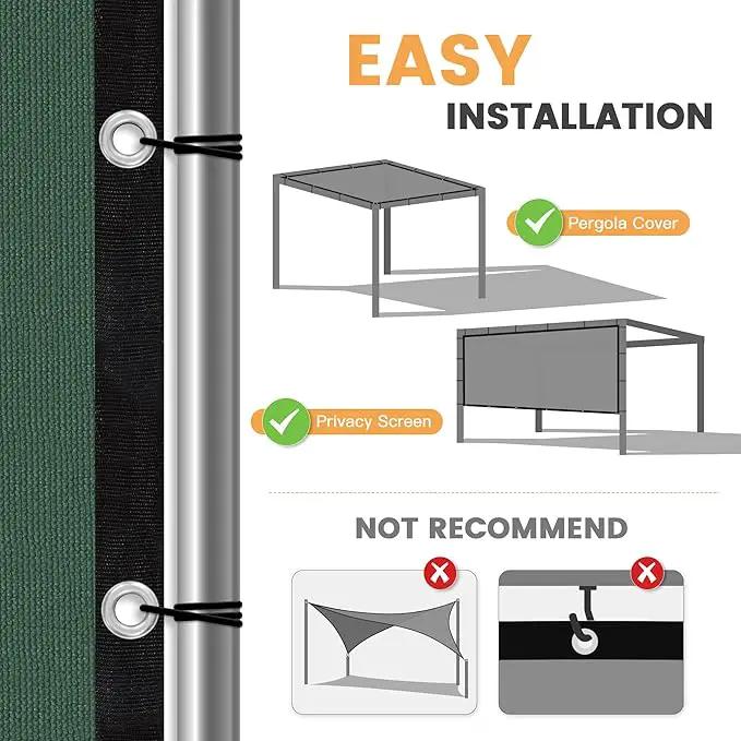 VICLLAX Shade Fabric Sun Shade Cloth with Every 2 FT Grommets for Patio Garden Pergola Cover Canopy 19x20 FT, Dark Green by GreenHaven Gardens