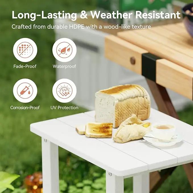Outdoor Side Table with 2 Layers Storage Small Adirondack Square Side Tables for Outside Weather Resistant Patio End Table for Pool, Backyard, Indoor Companion, Front Porch, White by GreenHaven Gardens