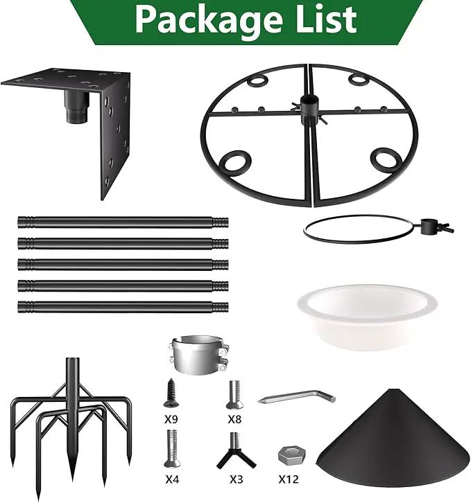 Bird Feeder Pole Stand,95 Inch House Pole for Outdoors Weather Station,Heavy Duty Metal Mount Kit Adjustable Multifunctional Bird Feeder Set by GreenHaven Gardens