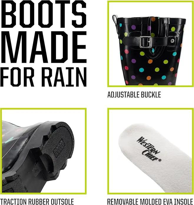 Western Chief Women's Tall Waterproof Rain Boot Outdoor Garden Shoes by GreenHaven Gardens